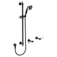 Lillian Lever Rail Shower Set, Matte Black with Ceramic White Handle fienza