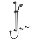 Lillian Lever Rail Shower Set, Matte Black with Ceramic White Handle fienza
