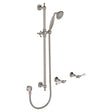 Lillian Lever Rail Shower Set, Brushed Nickel with Ceramic White Handle fienza