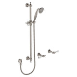 Lillian Lever Rail Shower Set, Brushed Nickel with Ceramic White Handle fienza