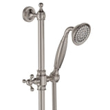 Lillian Lever Rail Shower Set, Brushed Nickel with Ceramic White Handle fienza