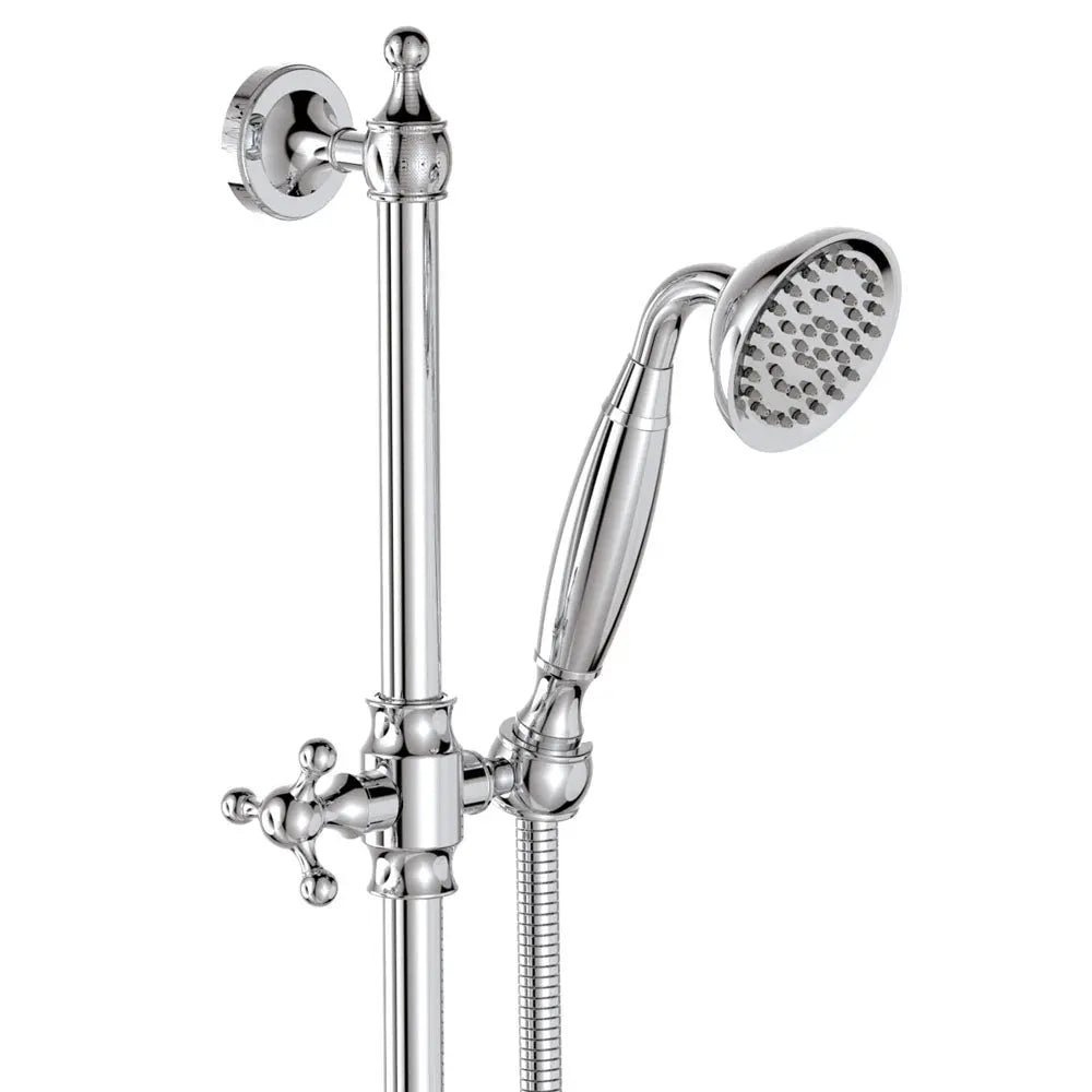 Lillian Lever Rail Shower Set, Chrome with Ceramic White Handle fienza