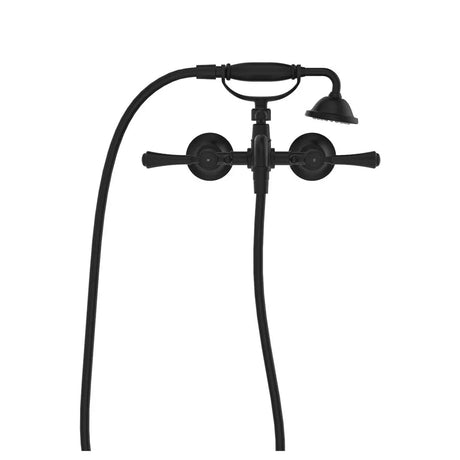 Lillian Lever Exposed Bath Tap Set with Hand Shower, Matte Black fienza