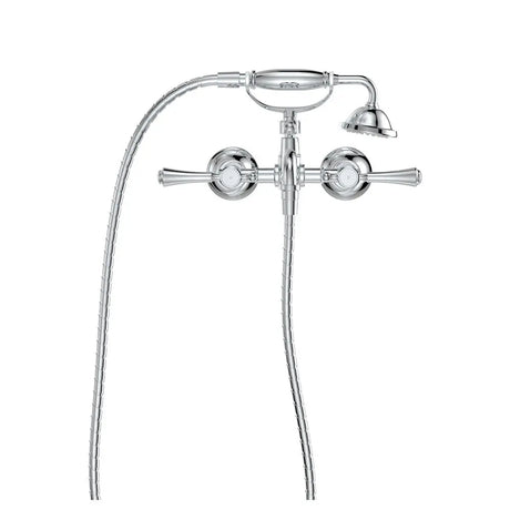 Lillian Lever Exposed Bath Tap Set with Hand Shower, Chrome fienza