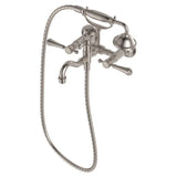 Lillian Lever Exposed Bath Tap Set with Hand Shower, Brushed Nickel fienza
