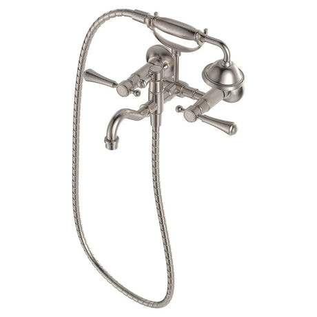 Lillian Lever Exposed Bath Tap Set with Hand Shower, Brushed Nickel fienza