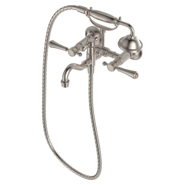 Lillian Lever Exposed Bath Tap Set with Hand Shower, Brushed Nickel fienza