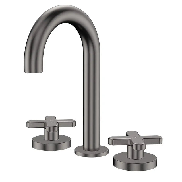 Kaya Round Hob Set, Cross Taps, Gun Metal fienza
