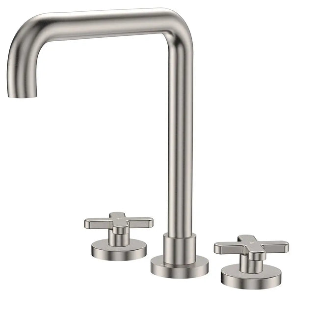 Kaya Squareline Hob Set, Cross Taps, Brushed Nickel fienza