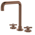 Kaya Squareline Hob Set, Cross Taps, Brushed Copper fienza