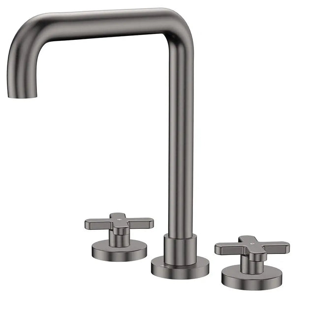 Kaya Squareline Hob Set, Cross Taps, Gun Metal fienza