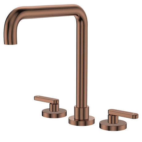 Kaya Squareline Hob Set, Lever Taps, Brushed Copper fienza