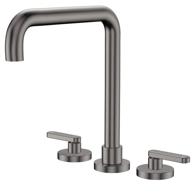 Kaya Squareline Hob Set, Lever Taps, Gun Metal fienza