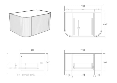 Bronte Cabinet 750mm (Prime Oak) Poseidon
