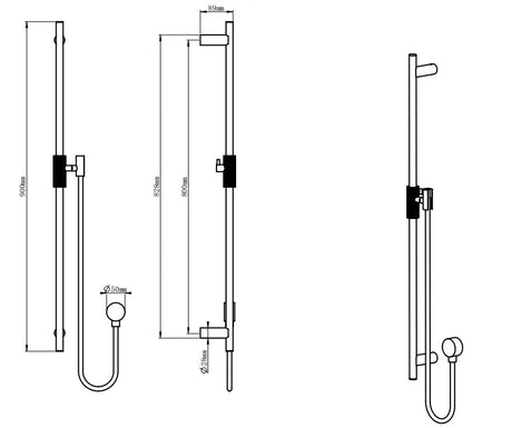 CADDENCE - Brushed Gunmetal Shower Rail Aquaperla