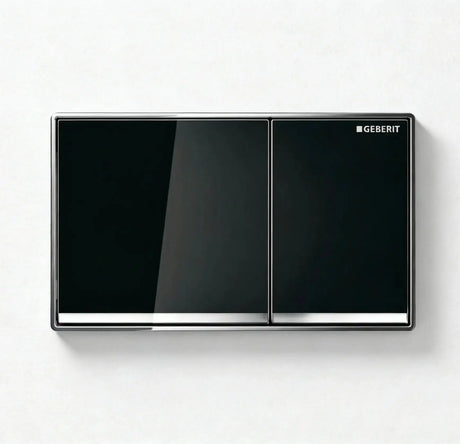 Geberit Sigma60 Dual Flush Plate  – Black Glass Finish, Chrome Trim mercioaustralia