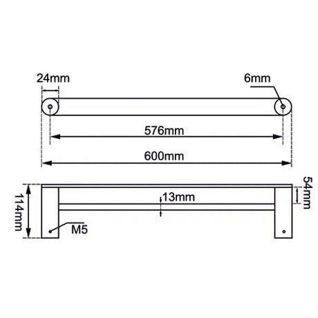 RUSHY - 600mm Brushed Brass Double Towel Rail Aquaperla