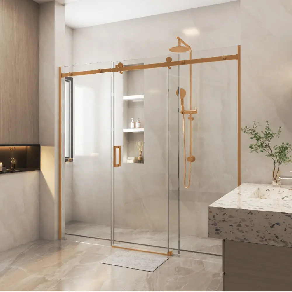 Corner Frameless 3 Door Sliding Adjustable Shower Screen ozcovey
