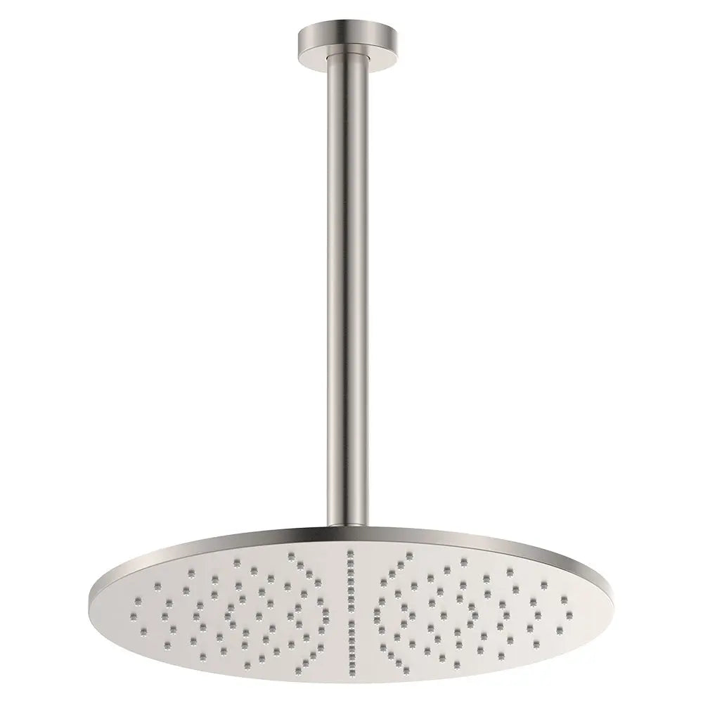Empire Slim Ceiling Shower 300mm Head, 350mm Drop, Brushed Nickel fienza
