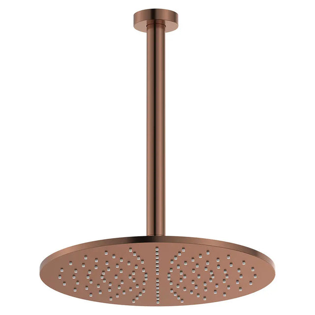 Empire Slim Ceiling Shower 300mm Head, 350mm Drop, Brushed Copper fienza