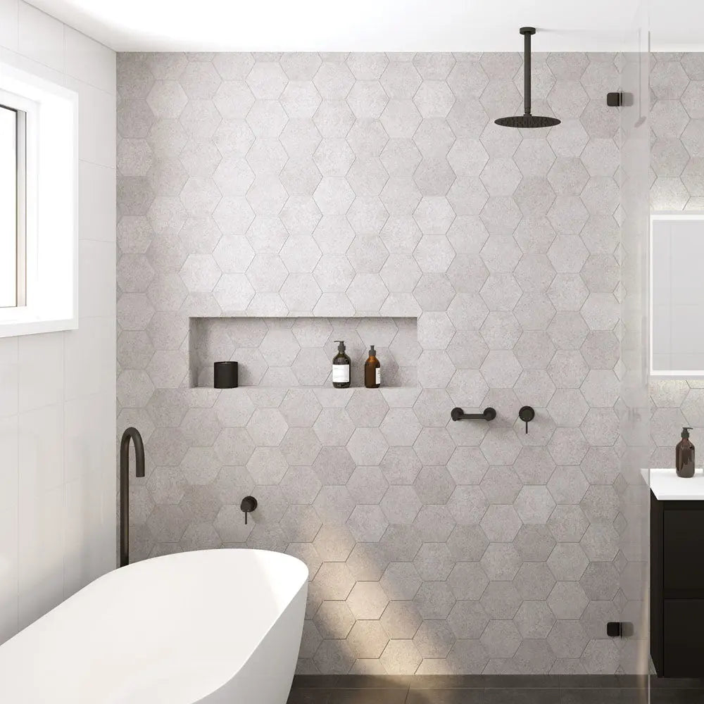 Kaya Ceiling Shower 250mm Head, 350mm Drop, Matte Black fienza