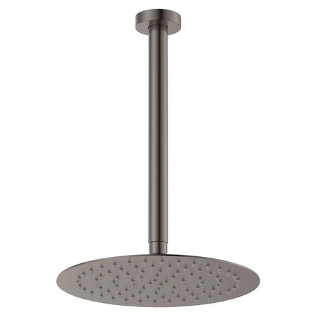 Kaya Ceiling Shower 250mm Head, 350mm Drop, Gun Metal fienza
