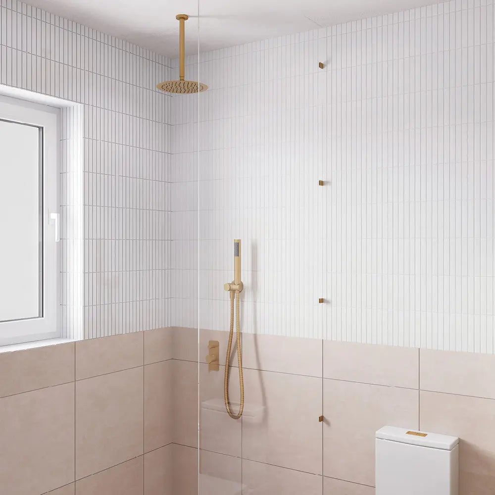 Kaya Ceiling Shower 250mm Head, 350mm Drop, Urban Brass fienza