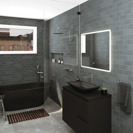 Round Fixed Gooseneck Shower Arm, Gun Metal fienza