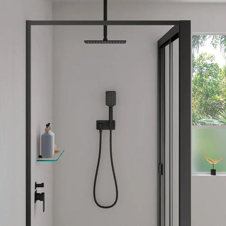 Tono Hand Shower, Rectangular Plate, Matte Black fienza
