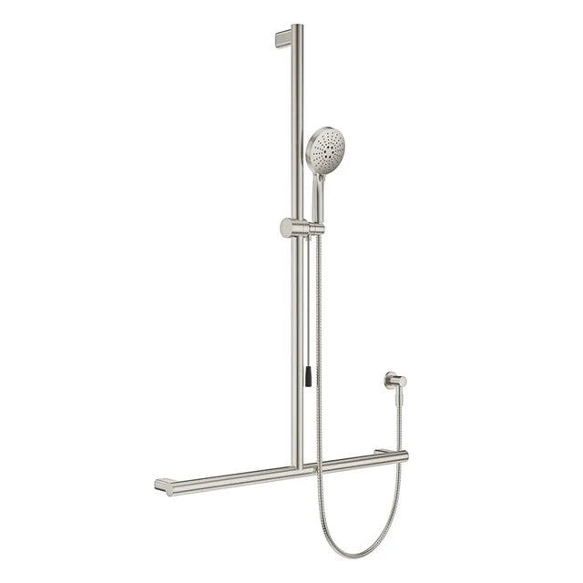 Care Inverted T Rail Shower with Push/Pull Slider, Brushed Nickel fienza