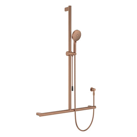 Care Inverted T Rail Shower with Push/Pull Slider, Brushed Copper fienza