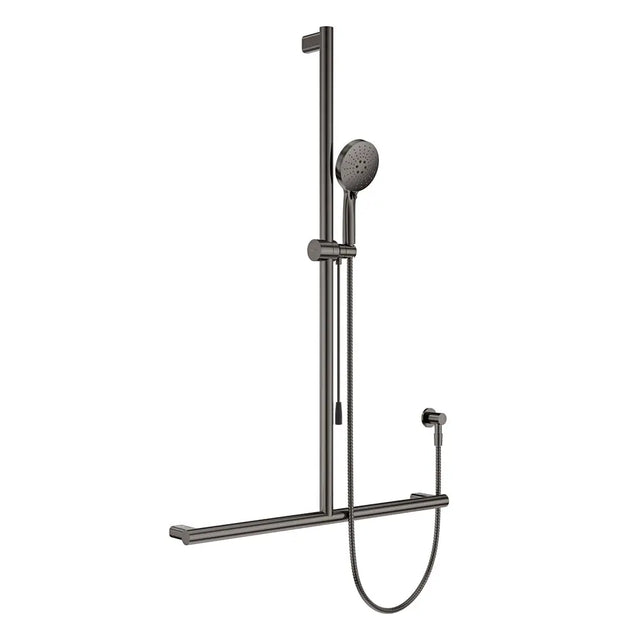 Care Inverted T Rail Shower with Push/Pull Slider, Gun Metal fienza