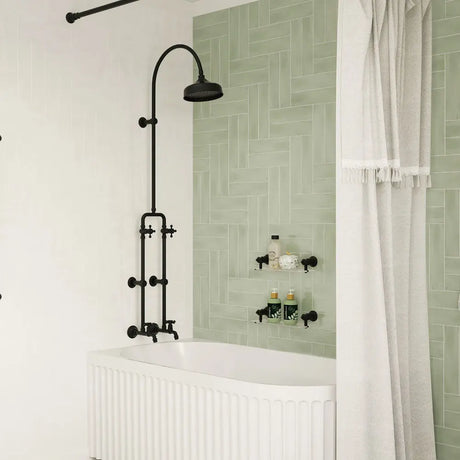 Lillian Exposed Rail Shower & Bath Set, Matte Black fienza
