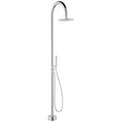 Kaya Floor Mounted Outdoor Twin Shower, Brushed Stainless Steel fienza