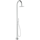 Kaya Floor Mounted Outdoor Twin Shower, Brushed Stainless Steel fienza