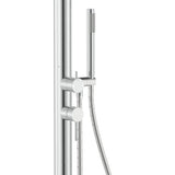 Kaya Floor Mounted Outdoor Twin Shower, Brushed Stainless Steel fienza