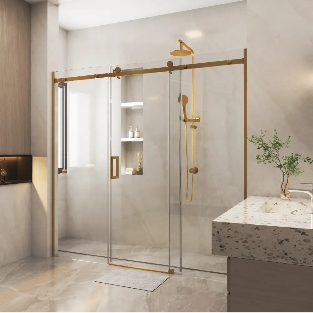 Corner Frameless 3 Door Sliding Adjustable Shower Screen ozcovey