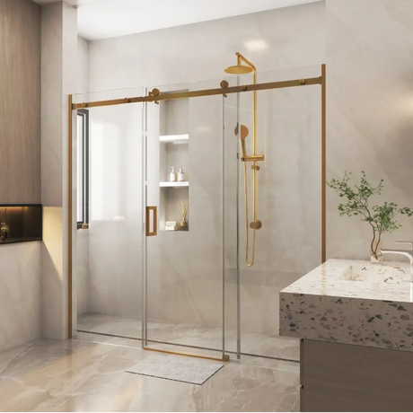 Corner Frameless 3 Door Sliding Adjustable Shower Screen ozcovey