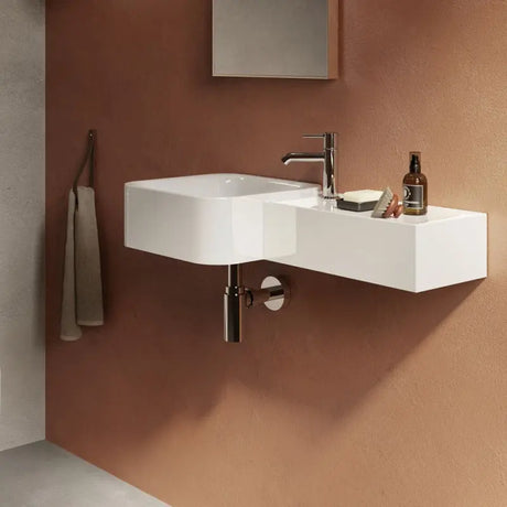 RAK Petit Square Wall Basin, Right Edge, 1 Tap Hole fienza