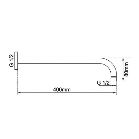 400mm Brushed Brass Wall Shower Arm Aquaperla