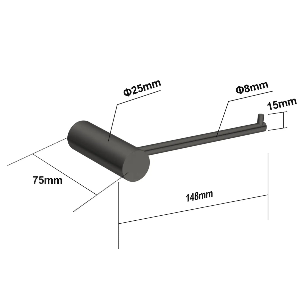 Gunmetal Toilet Paper Holder Aquaperla
