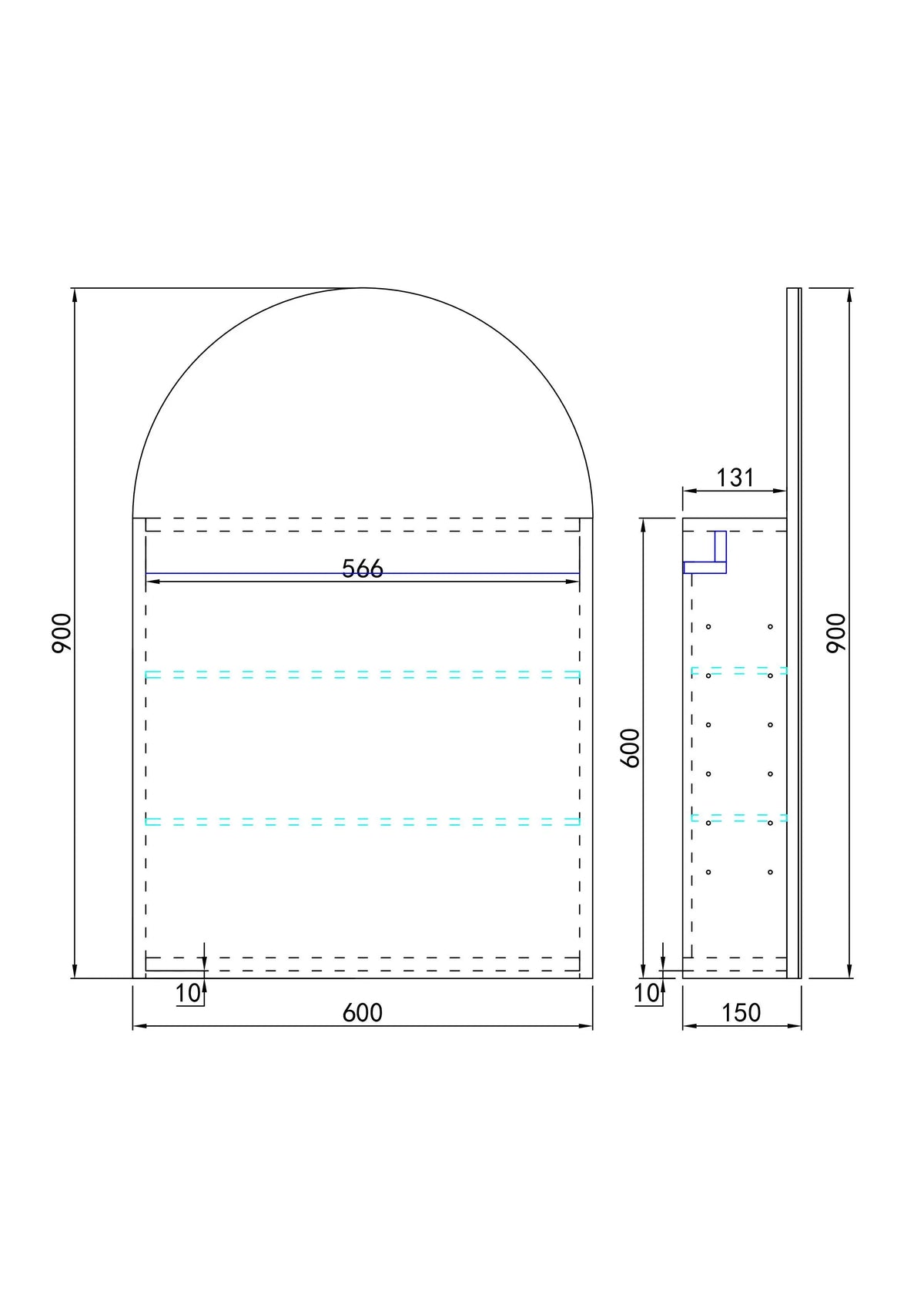 Olivia LED Mirror Cabinet 450X900X155mm Poseidonbk