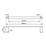 800mm Black & Rose Gold Single Towel Rail Aquaperla