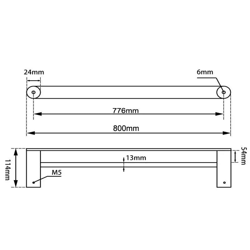 800mm Black & Rose Gold Double Towel Rail Aquaperla
