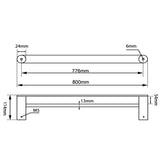 800mm Black & Rose Gold Double Towel Rail Aquaperla