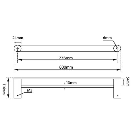 800mm Black & Rose Gold Double Towel Rail Aquaperla