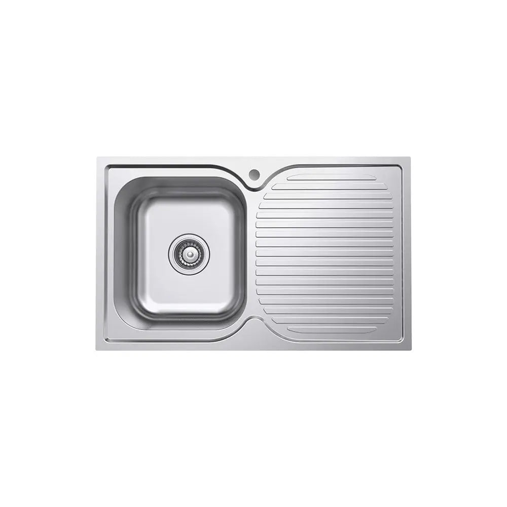 Tiva 780 Single Kitchen Sink with Drainer, Left Bowl fienza