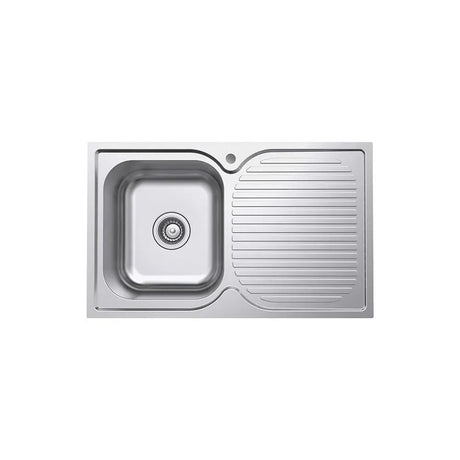 Tiva 780 Single Kitchen Sink with Drainer, Left Bowl fienza