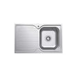 Tiva 780 Single Kitchen Sink with Drainer, Right Bowl fienza