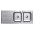 Tiva 1180 Double Kitchen Sink with Drainer, Right Bowl fienza